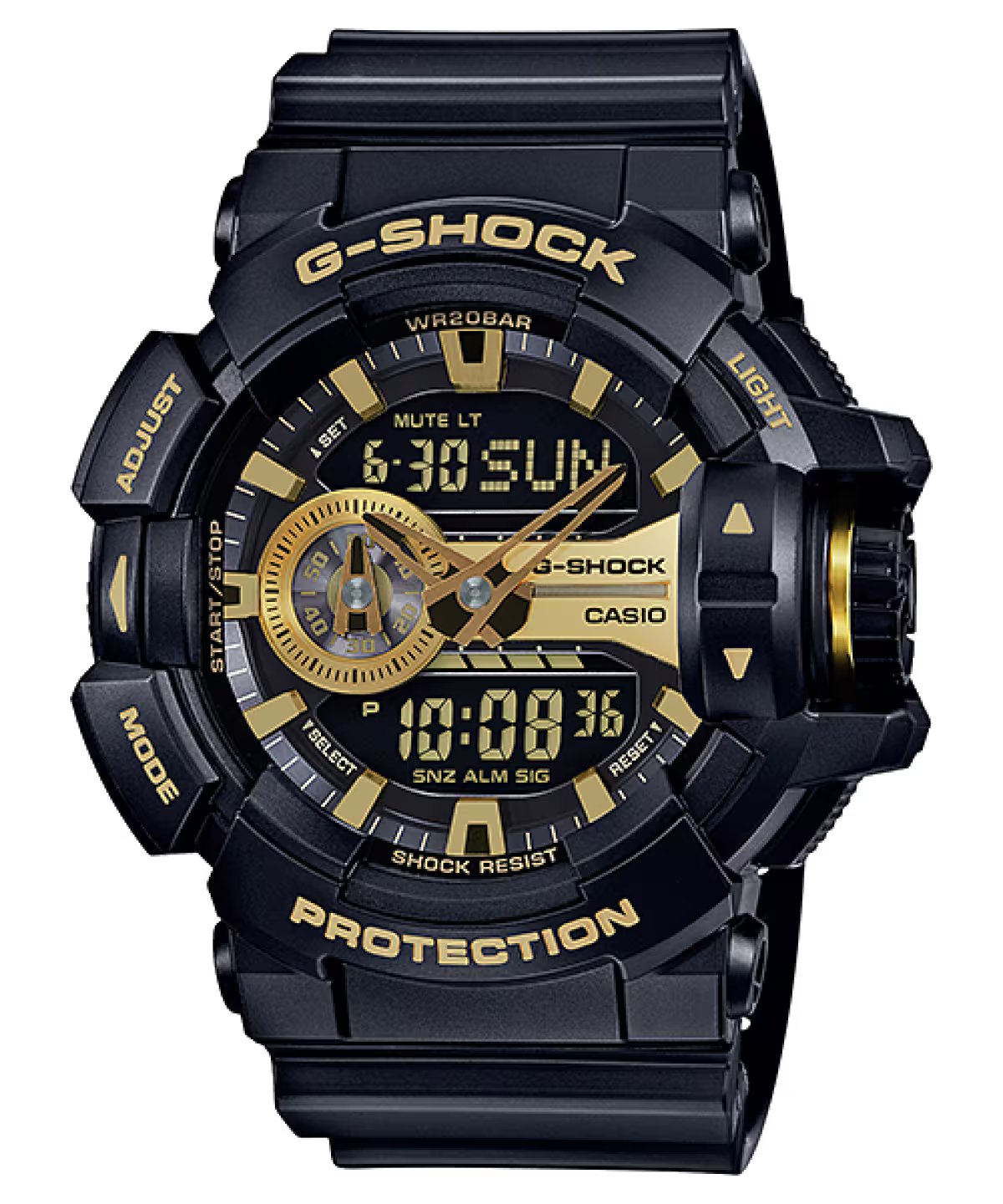 Casio G-Shock GA-400GB-1A9 Black & Gold Analog-Digital Watch – Rotary Switch, Shock Resistant, 200M Water Resistant