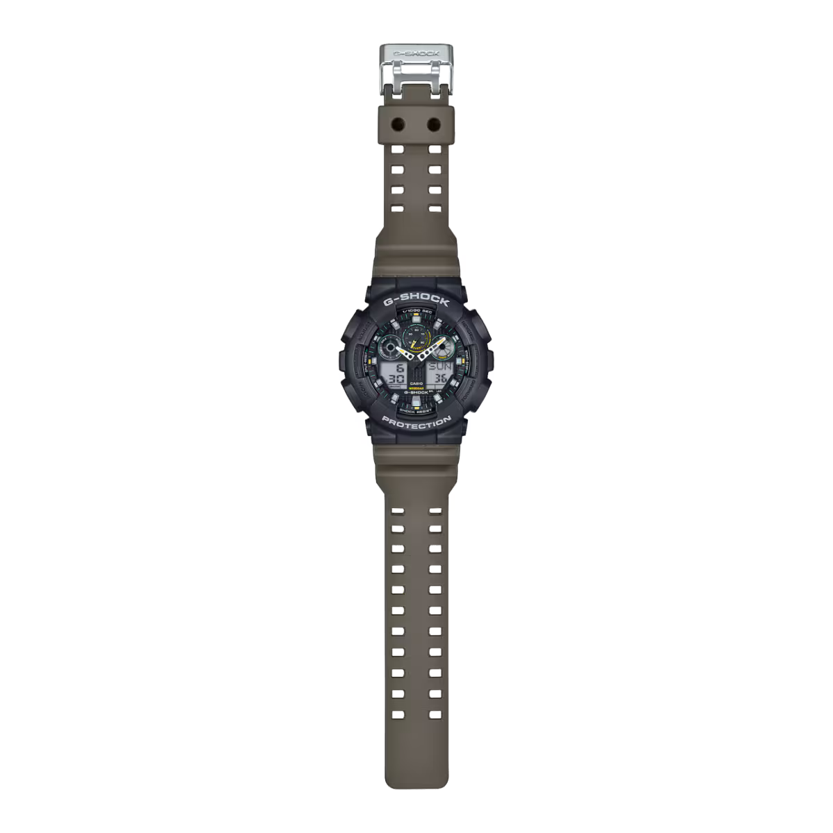 Casio G-SHOCK GA-100TU-1A3 – Tactical Black Analog-Digital Watch (Neon Green Accents)