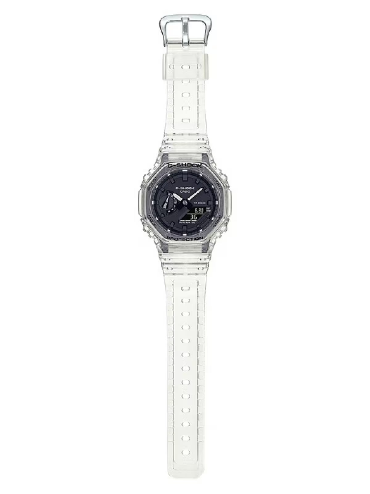 Casio G-SHOCK GA-2100SKE-7ADR – Transparent Skeleton Series Carbon Core Guard Watch
