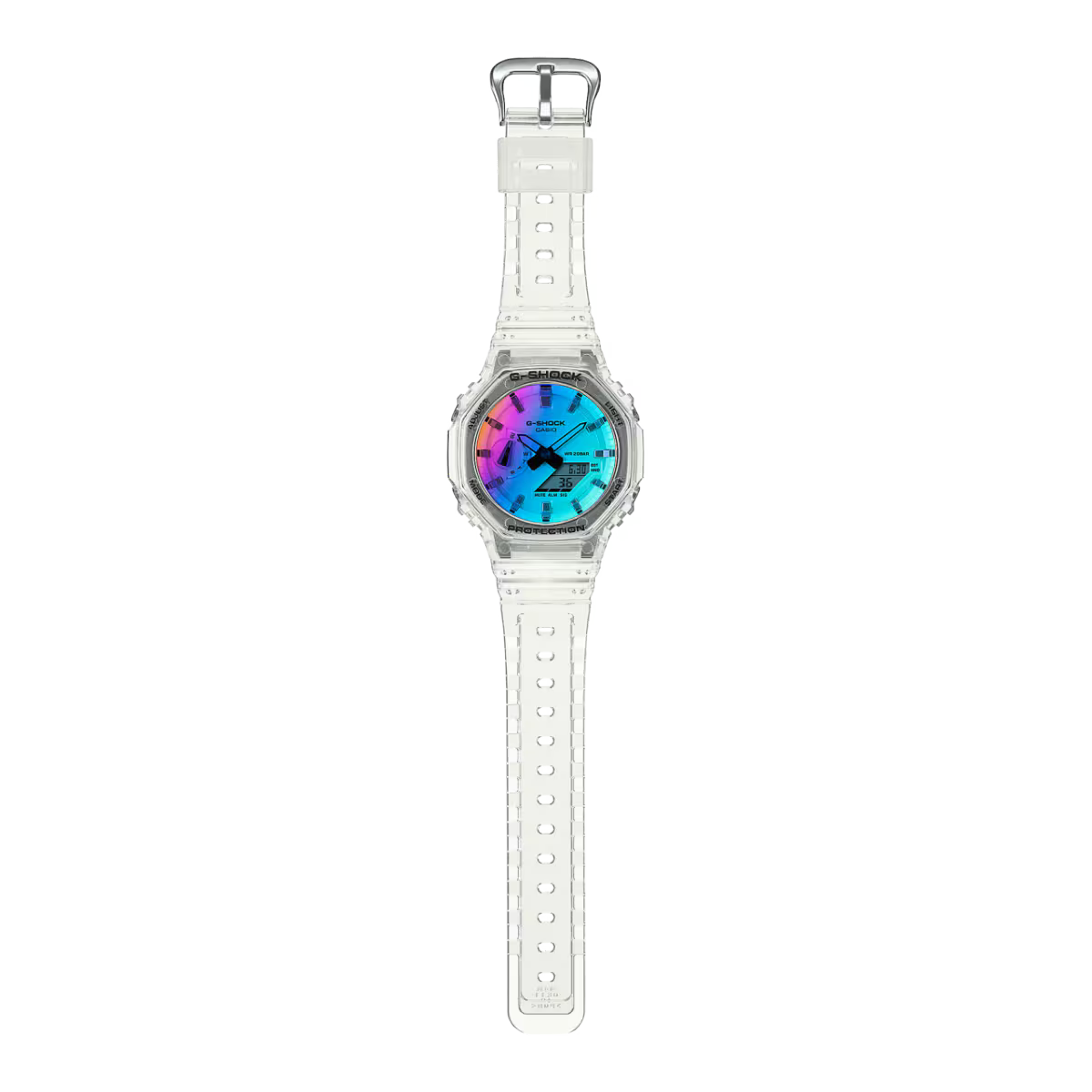 Casio G-SHOCK GA-2100SRS-7ADR – Iridescent “Rainbow” Skeleton Carbon Core Guard Watch
