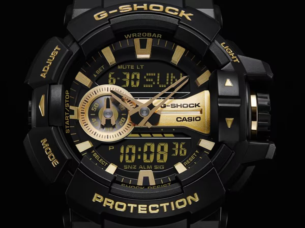 Casio G-Shock GA-400GB-1A9 Black & Gold Analog-Digital Watch – Rotary Switch, Shock Resistant, 200M Water Resistant