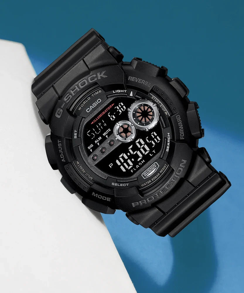 Casio G-SHOCK GD-100-1BDR Digital Watch | Black Resin, Shock Resistant, 200M Water Resistant